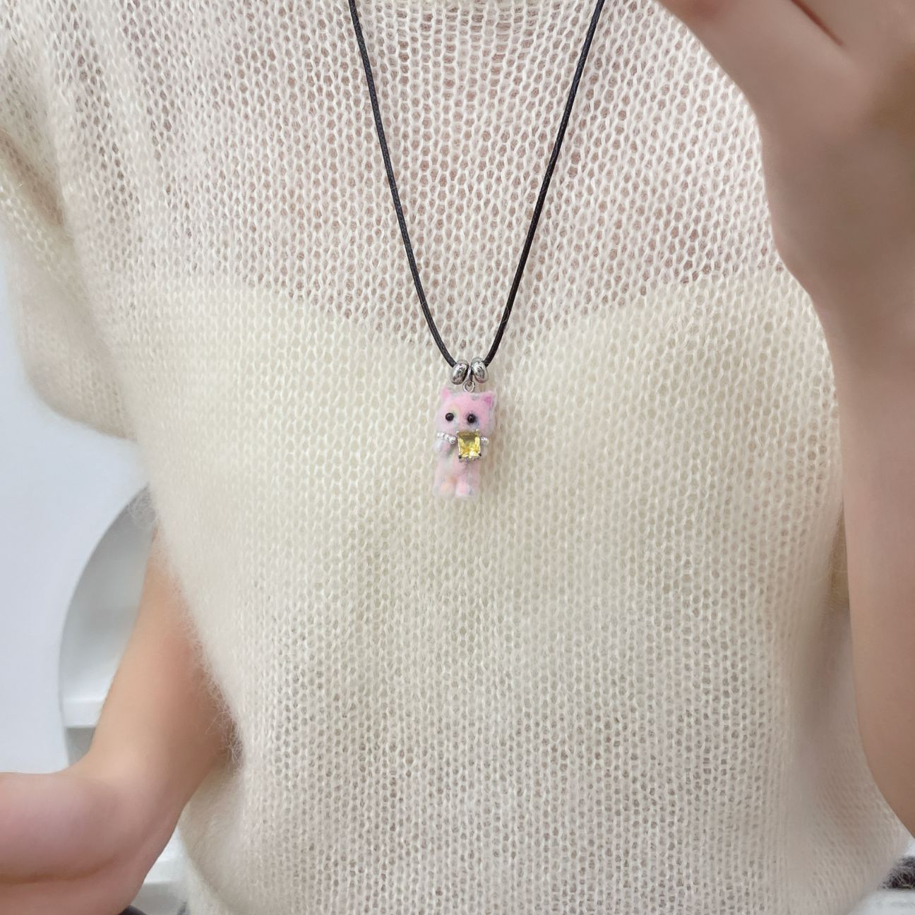 Cute Flocking Bear Sweater Chain Niche Design Necklaces