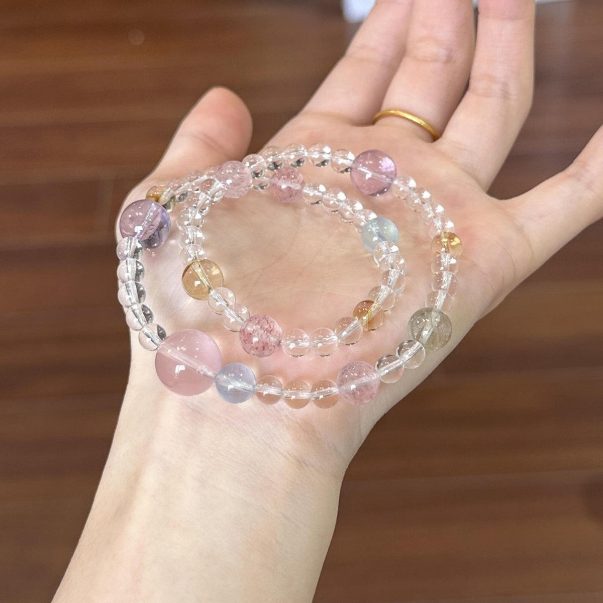 Stack Moon Chinese Natural Color Crystal Double Dopamine Temperament Bracelets