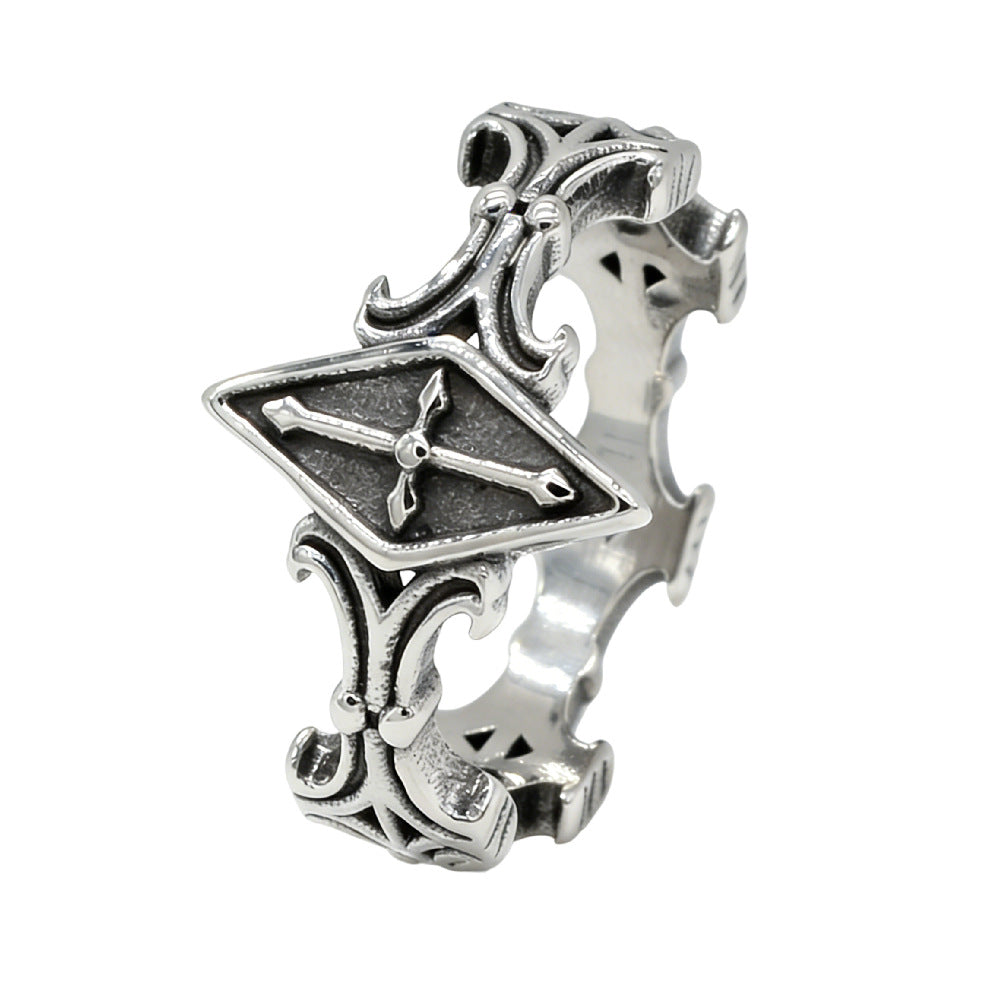 Men's Personality Retro Gothic Cross Titanium Steel Ring