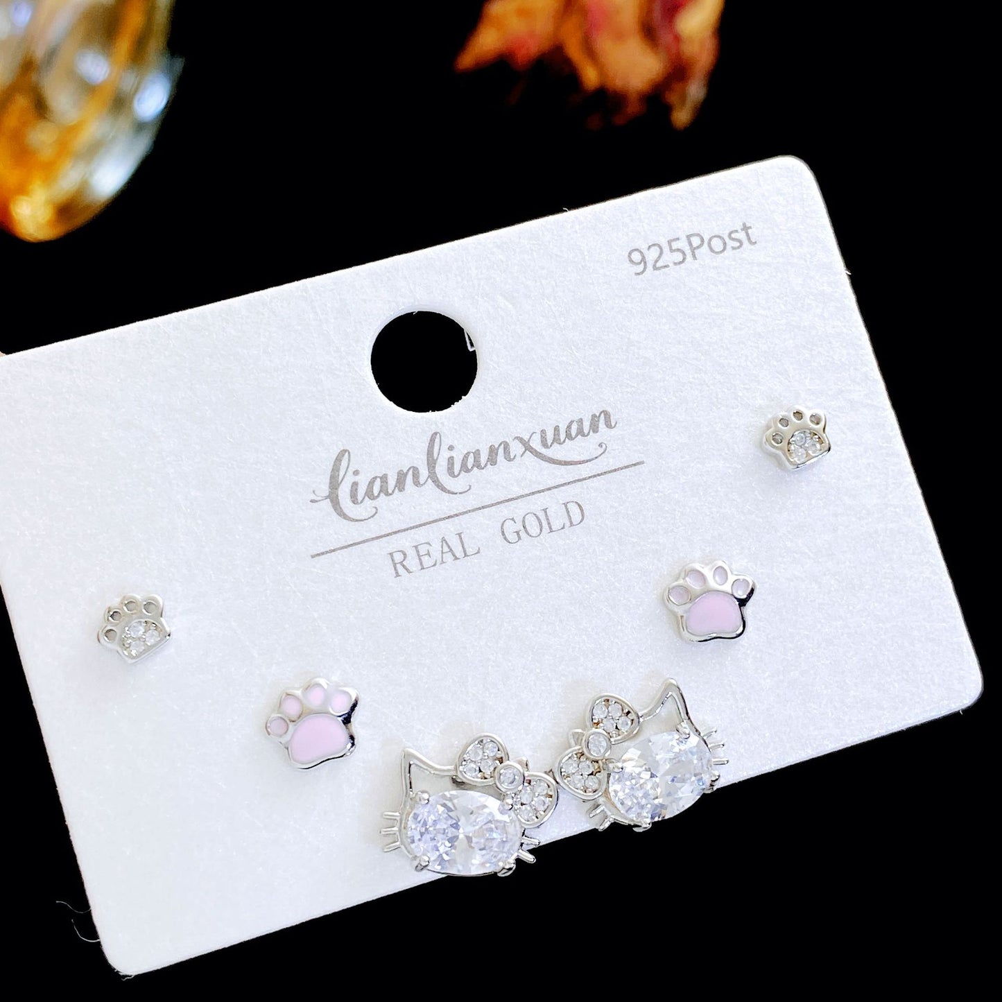 Micro Inlaid Zircon Pearl Commuter Three Pairs Earrings