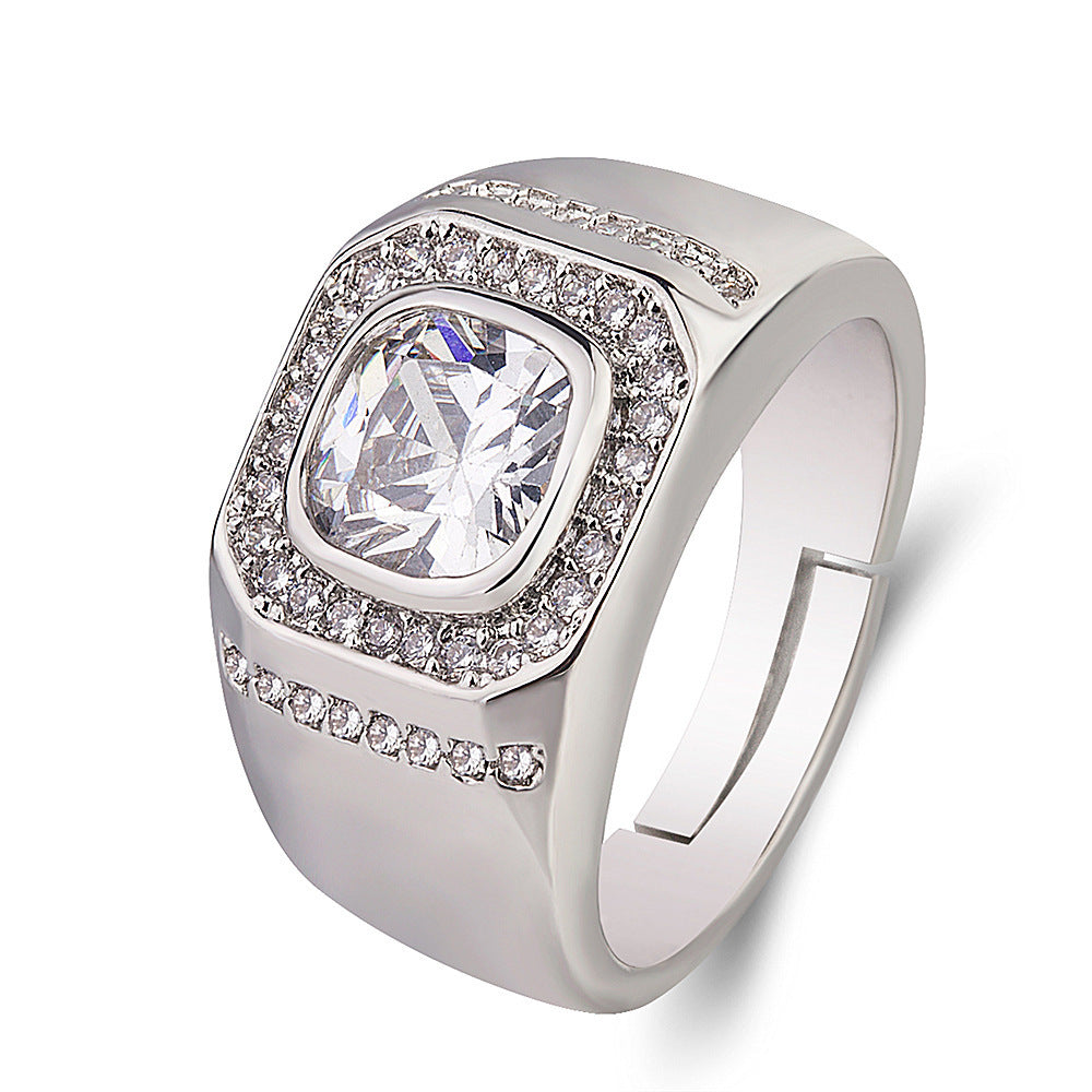 Men's Source Moissanite Open Mouth Man's Domineering Opening Adjustable Ring