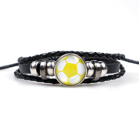 Men's Football Fans Peripheral Leather Popular Beaded Bracelets