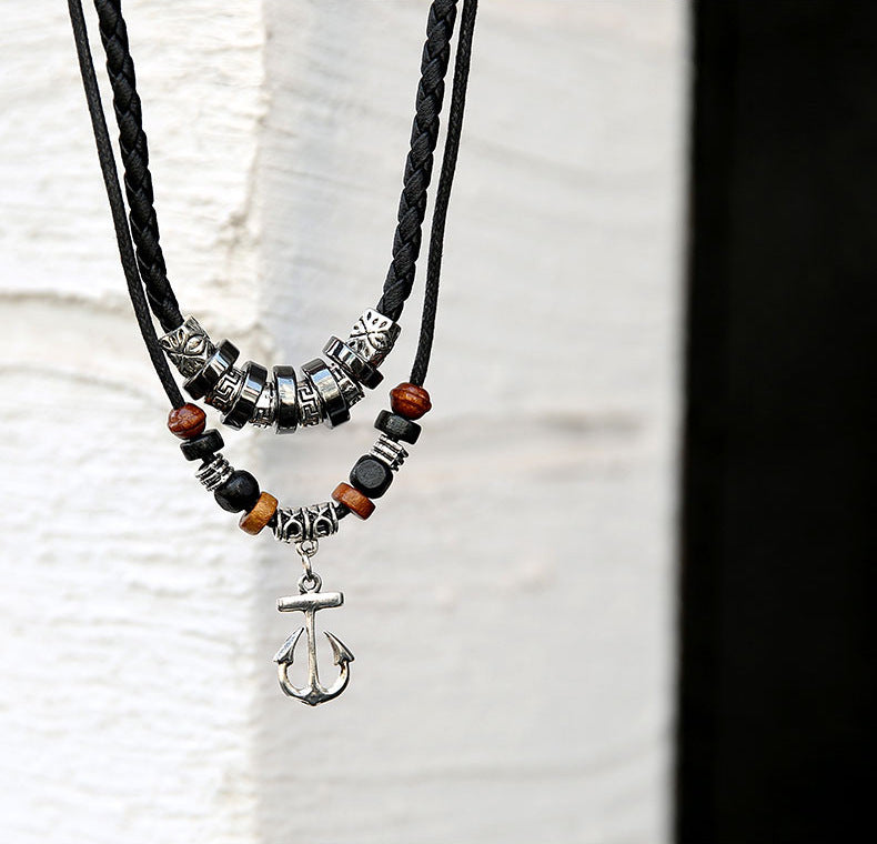 Women's & Men's Boat Anchor Retro Hipster Clavicle Chain Version Couple Necklace