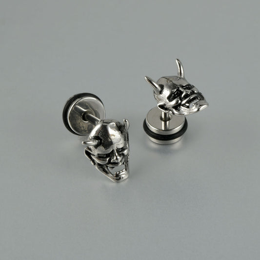 Steel Punk Skull Five Star Drop Earrings