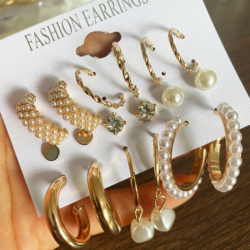 Creative Simple Acrylic Alloy Metal Pearl Stud Earrings