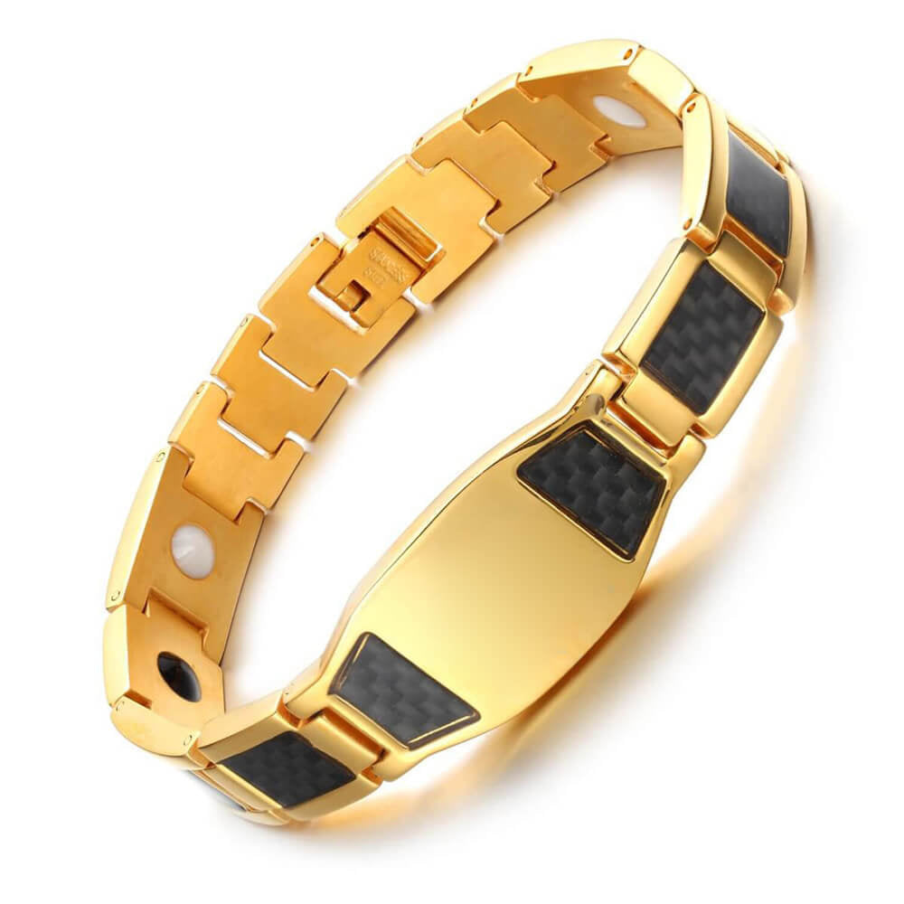 Men's Stainless Steel Magnetic Germanium Particles Energy Bracelets