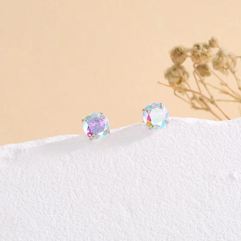 Women's Sier With Colorful Zircon Simple Design Rings