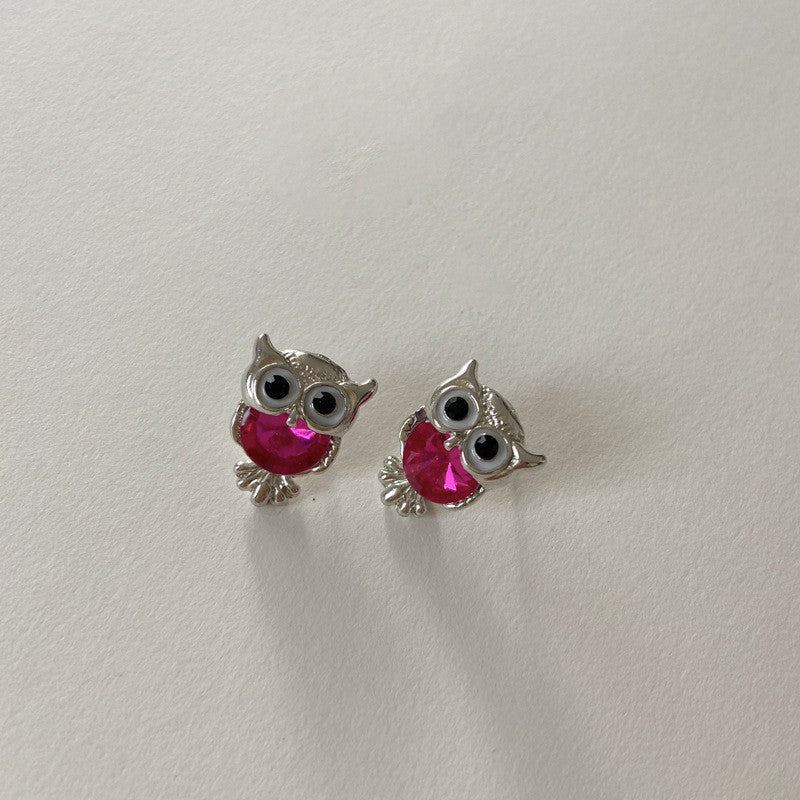 Fashion Owl Animal Color Zircon Personality Earrings