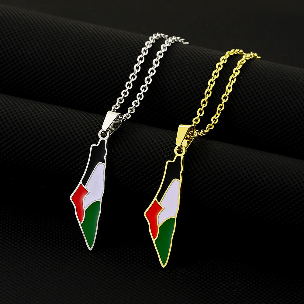 Women's & Men's Vintage Israel Palestine Titanium Steel Couple Necklaces