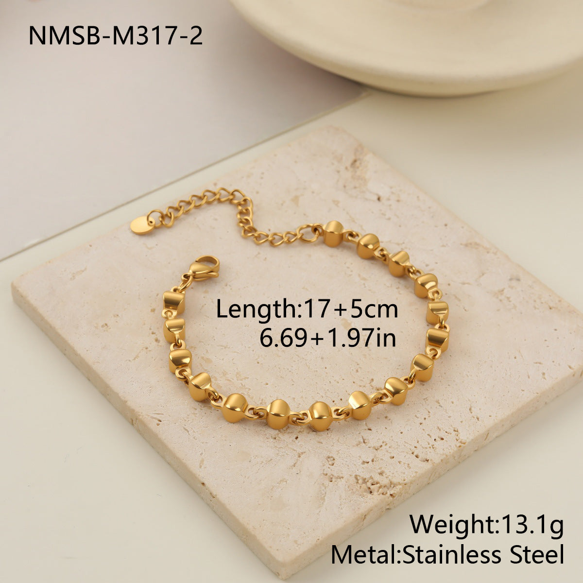 Women's Stainless Steel Minimalist Geometric Square Beaded Bracelets