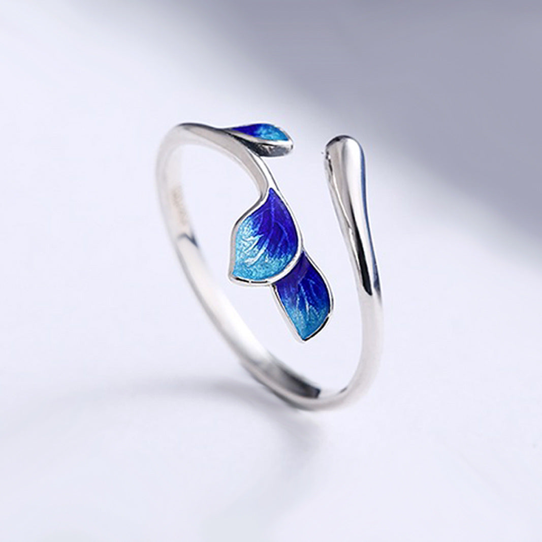 Open Ethnic Style Artistic Temperament Female Fresh Enamel Burning Rings