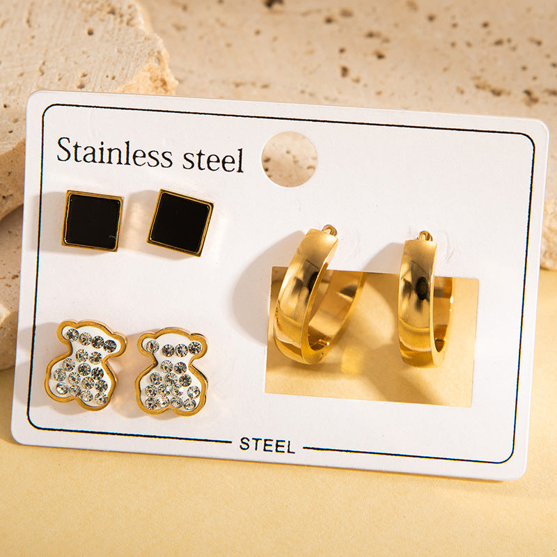 Titanium Steel Ear Exquisite Small Gold-plated Earrings