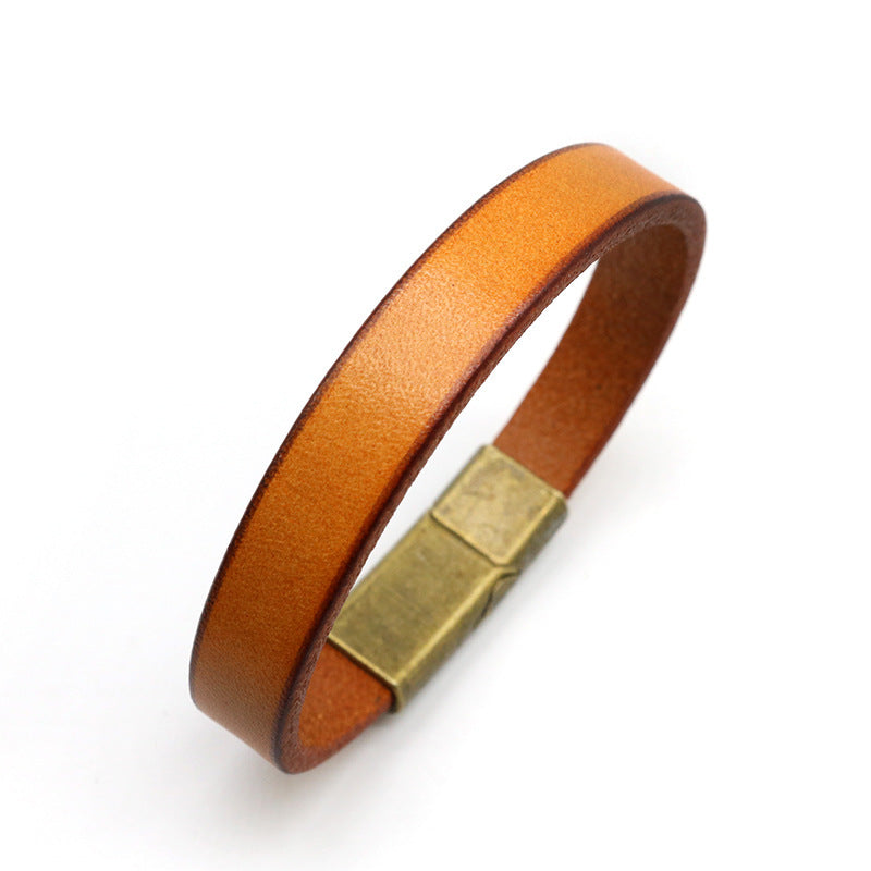 Men's Handmade Cowhide Personalized Retro Style Magnetic Buckle Bracelet