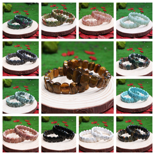 Women's & Men's Natural Stone Beads White Pine Blue Turquoise Bracelet