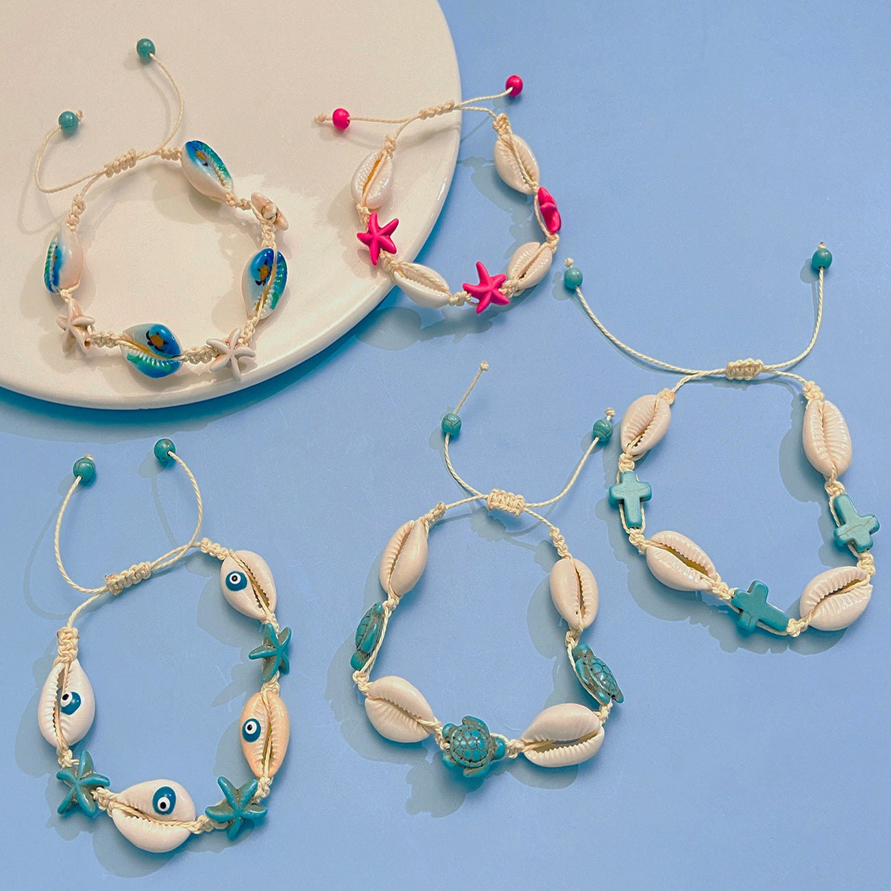 Ocean Style Cartoon Shell Female Bohemian Creative Weaving Turtle Jewelry Set