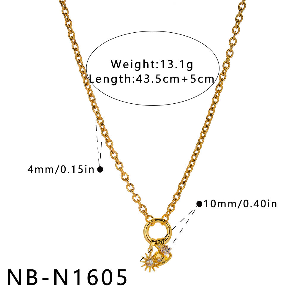 Stylish Stainless Steel Minority Simple Geometric Sun Necklaces