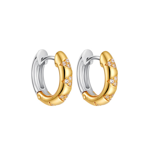 Two-color Electroplating Ear Clip Micro Inlaid Zircon Rings