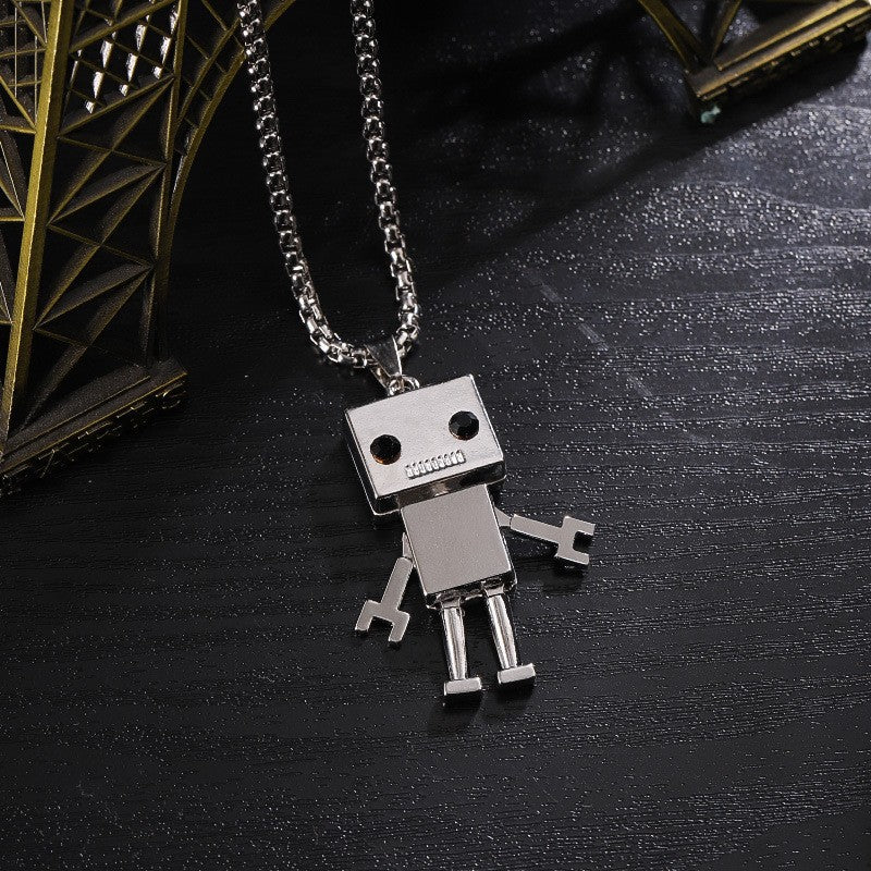 Women's & Men's Hipster Hip Hop Robot Couple Chain Disco Jumping Necklaces