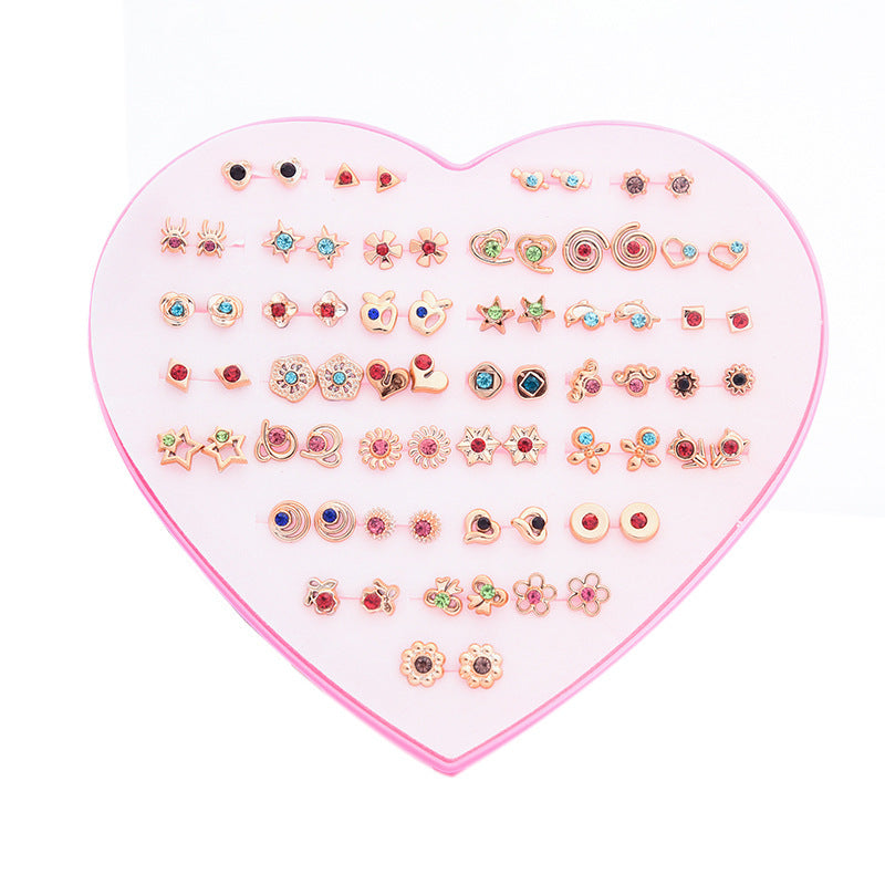 Women's Flower Love Heart Not Allergic To Stud Earrings