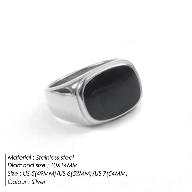 White Shell Simple Gold Square Female Titanium Steel Rings