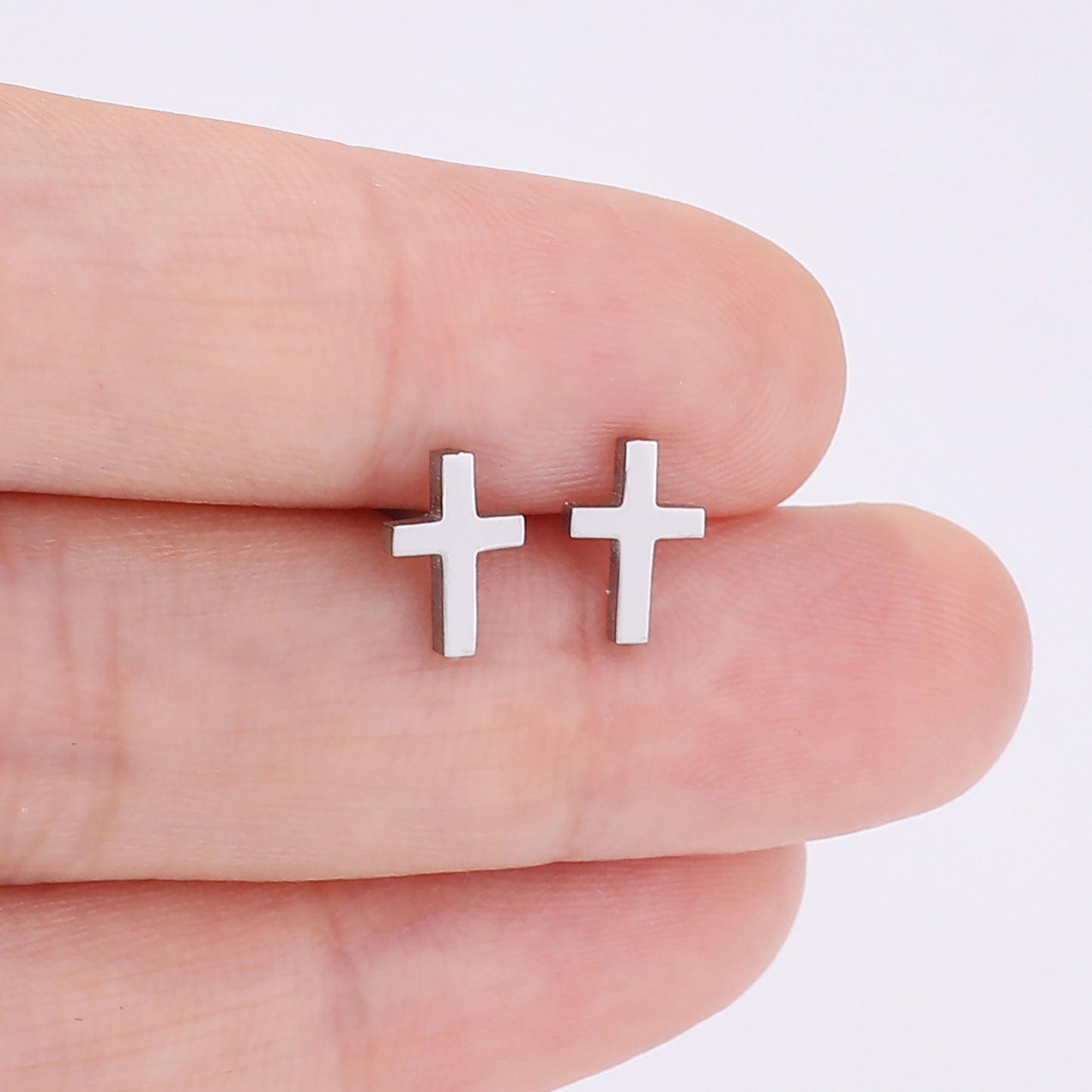 Durable Cross Stainless Steel Grid Fashion Stud Earrings