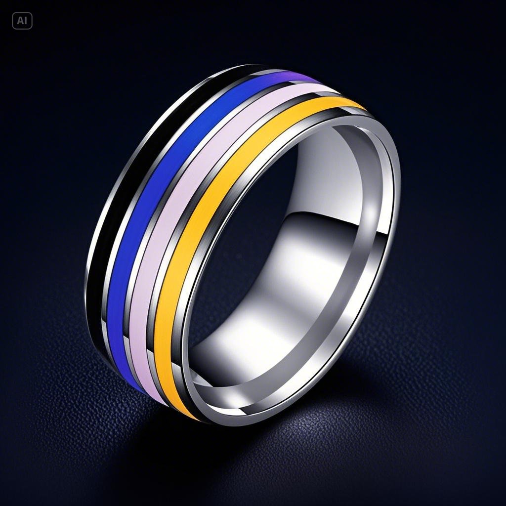 Steel Niche High-grade Light Luxury Stainless Rainbow Ring