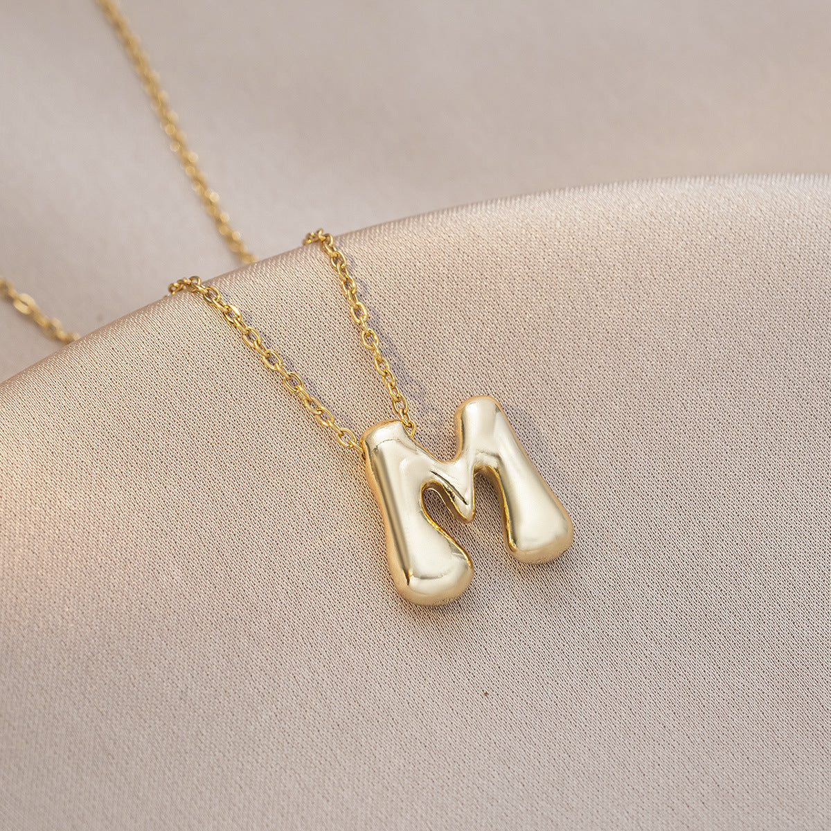 Female Glossy Balloon Bubble Cute Chubby English Letters Temperament Clavicle Necklace