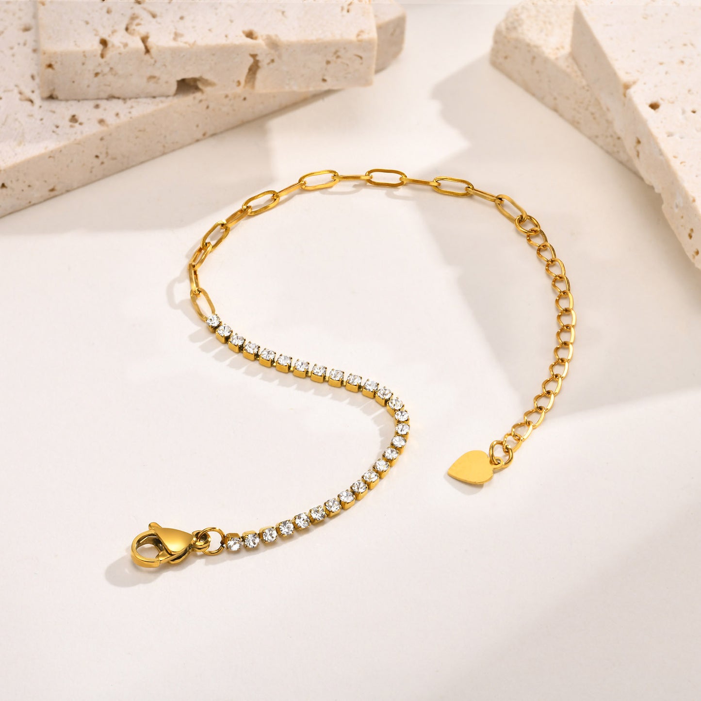 Women's Stainless Steel Flat Cross Chain Zircon Titanium Simple Personalized Bracelet