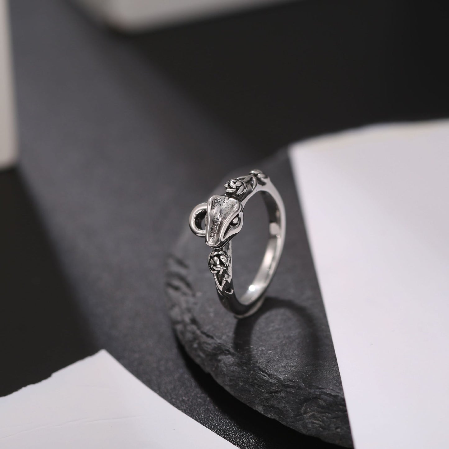Men's Retro Trendy Sier Open Single Lucky Rings