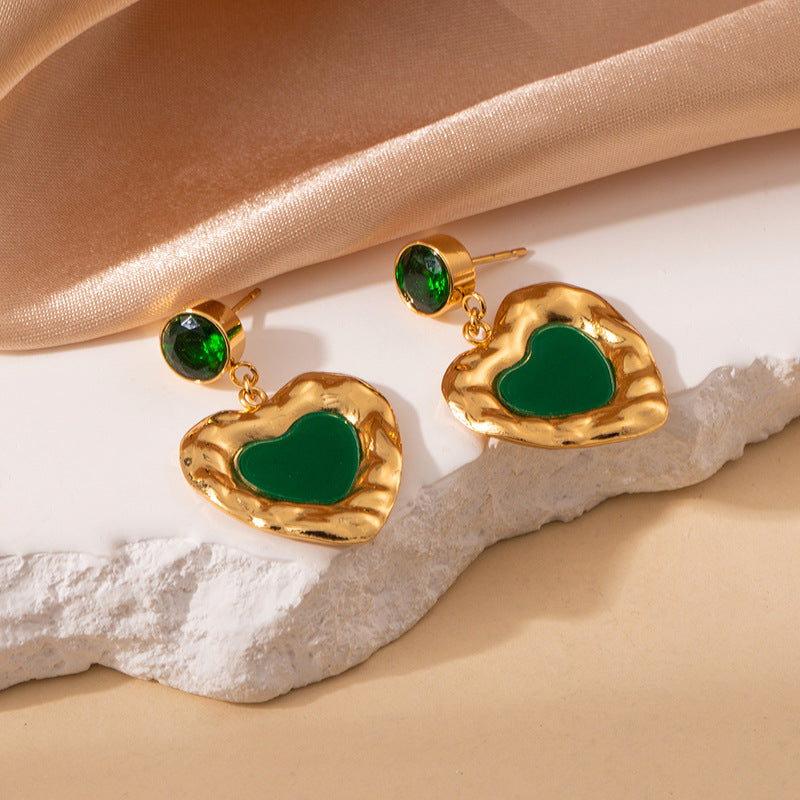Retro Personalized Heart-shaped Titanium Ear Light Luxury High Rings