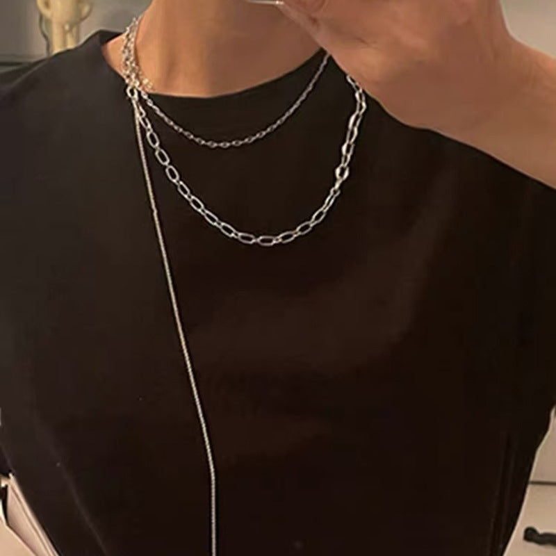 Women's Sier Lucky Beads Bowknot Clavicle Chain Light Luxury Minority High-grade Necklace