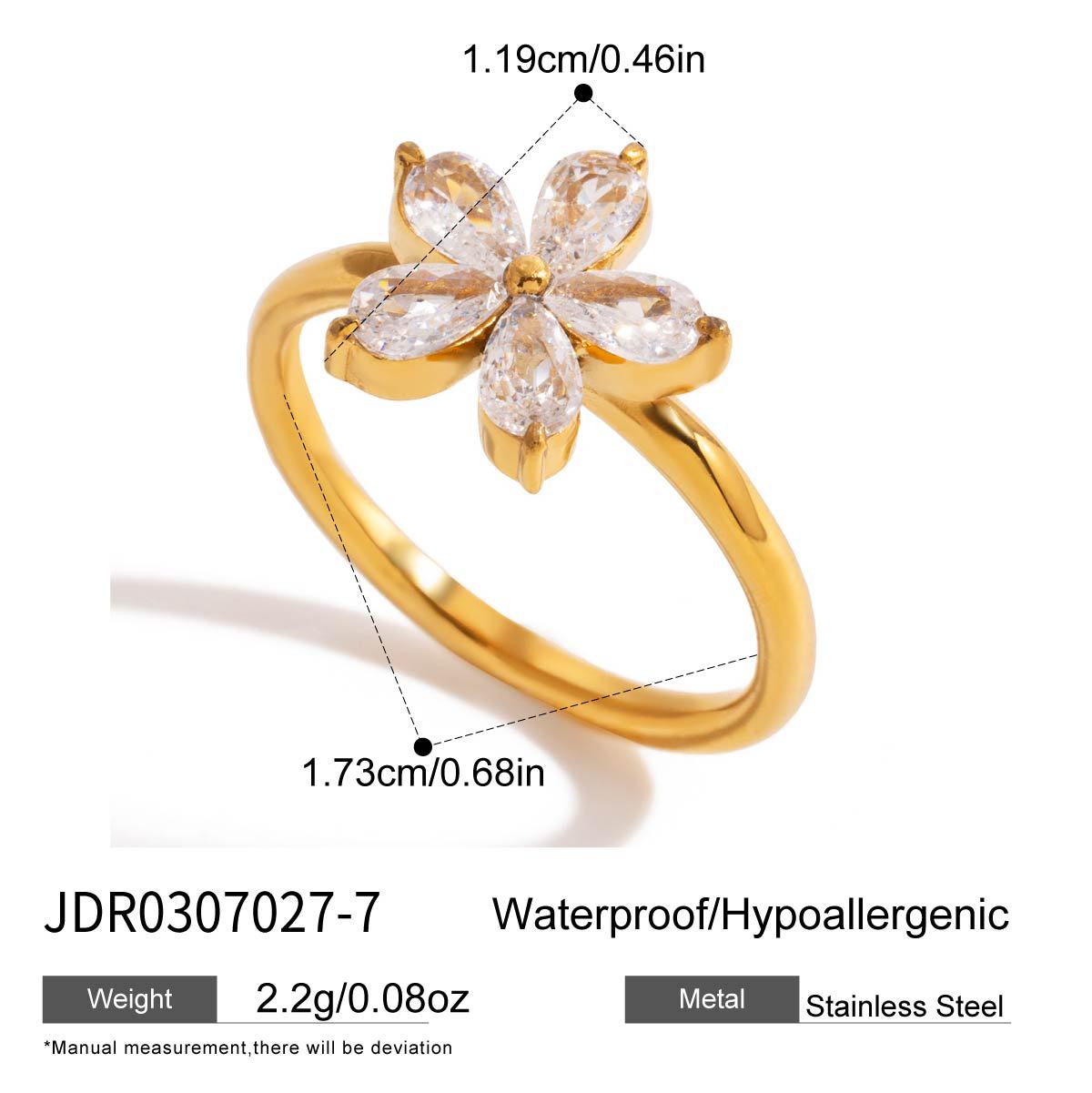 Stainless Steel Dropper Zircon Titanium Light Luxury High Sense Ring