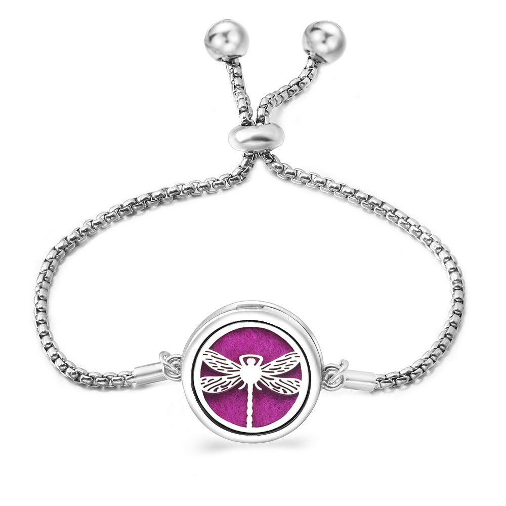 Fashion Angel Wings Box Essential Oil Diffuser Stainless Steel Adjustable Bracelet