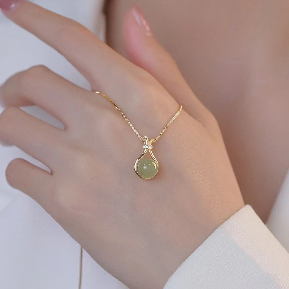 Women's Bag Jade Bead Light Luxury Premium Design Necklace