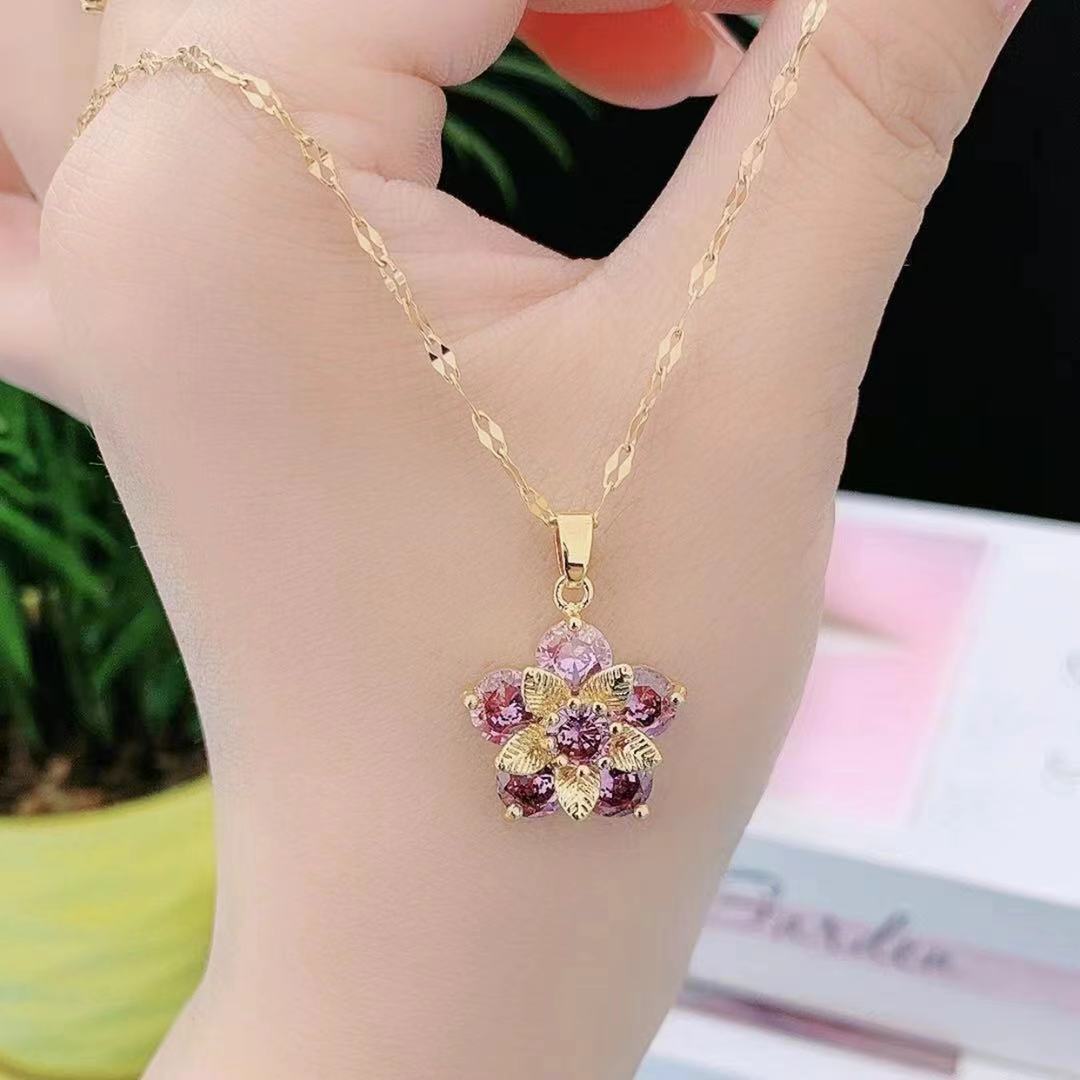 Fresh Flowers Stylish Simple Versatile Light Luxury Minority Design Clavicle Necklace