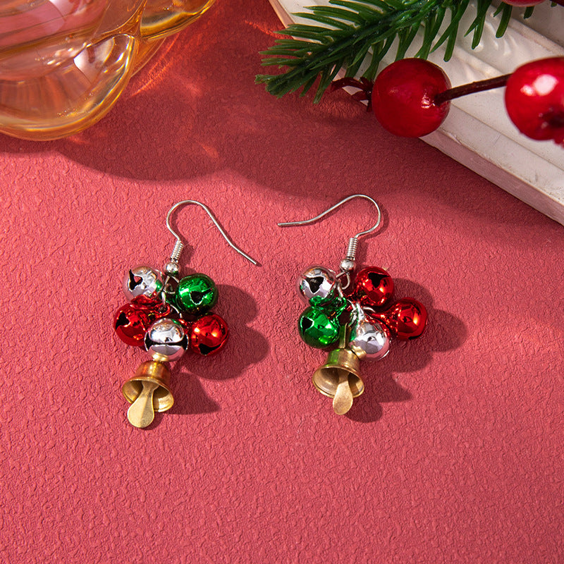 Christmas Colorful Bulb Bell Tree Ornament Earrings