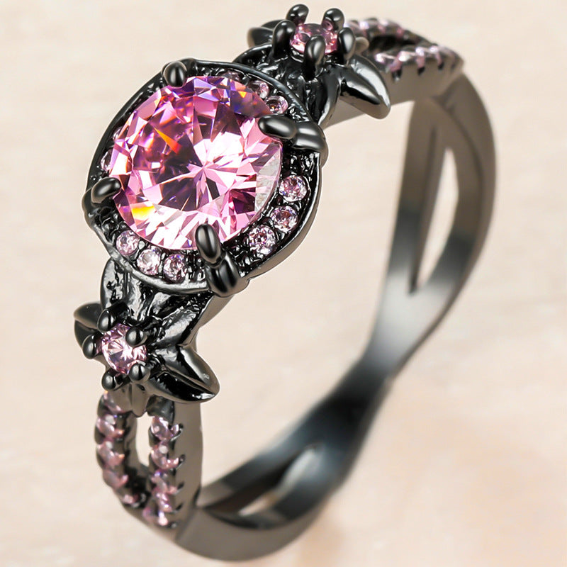 Orange Dark Black Gold Diamond Full Rings