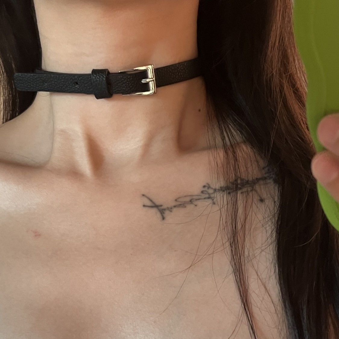 Female Neck Band Simple Buckle Black Collar