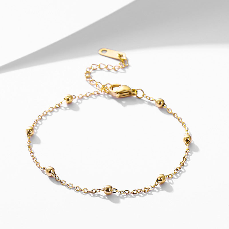 Steel Rose Gold Ball Color Simple Bracelet