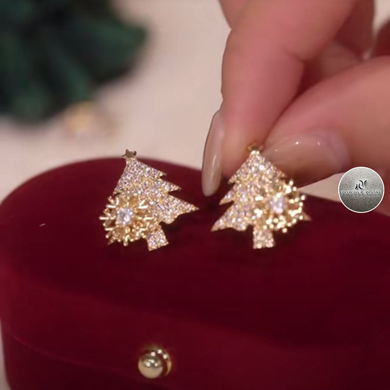 Tree Zircon Design Rotatable Snowflake Running Earrings