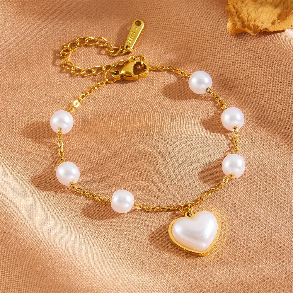 Women's Heart Bow Tie Clover Scallop Pearl High Bracelets