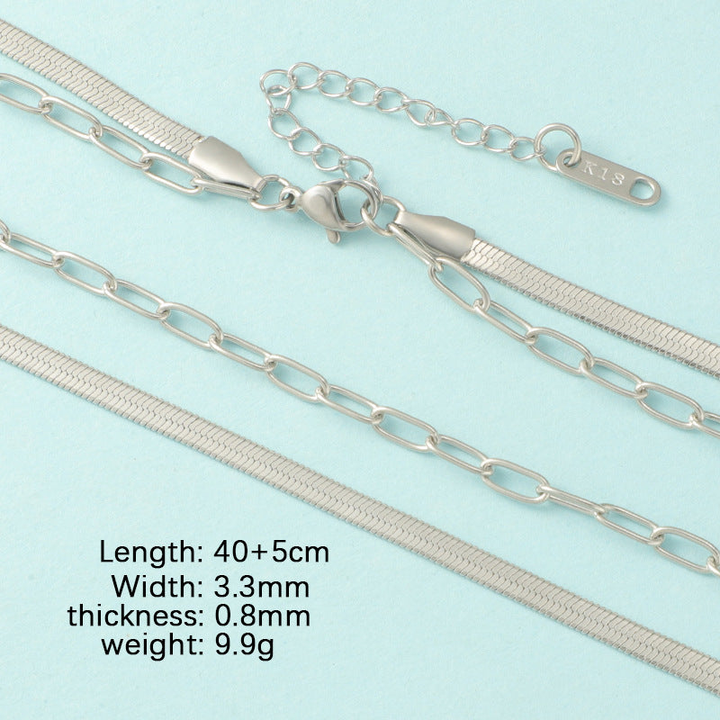 Fashion Titanium Steel Double Layer Blade Chain Necklaces