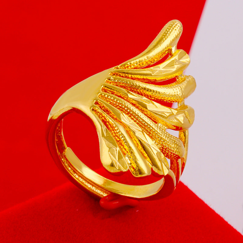 Women's Big Flower Mouth Tin Brass Plated Rings
