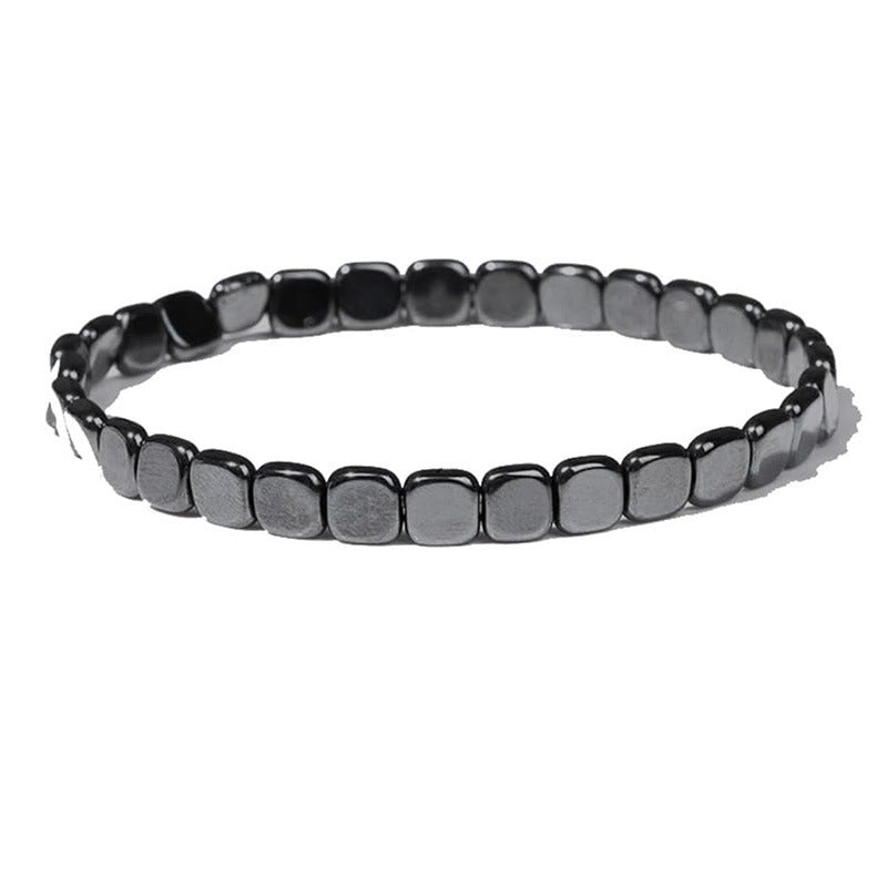 Hematite Stretch Fashion Hand-made Beaded Square Apple Bracelet