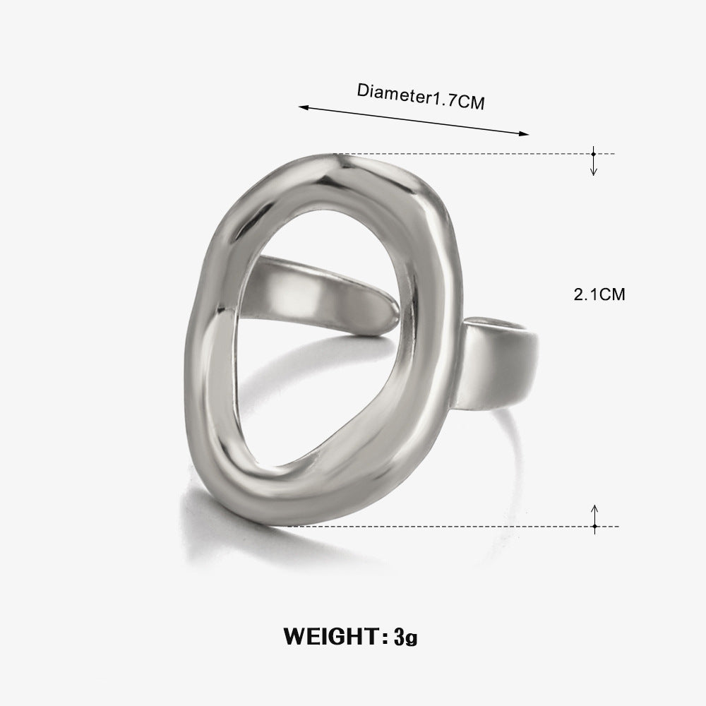 Steel Irregular Shaped Oval Niche High-grade Ring