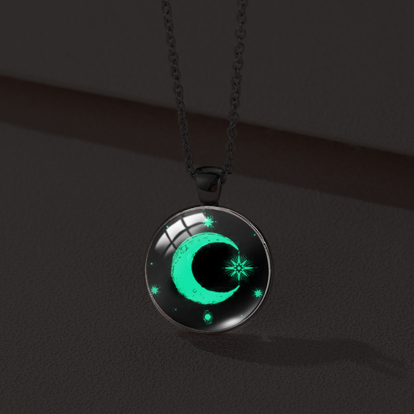 Sun Moon Lovers Couple Star Luminous Time Stone Valentine's Necklace