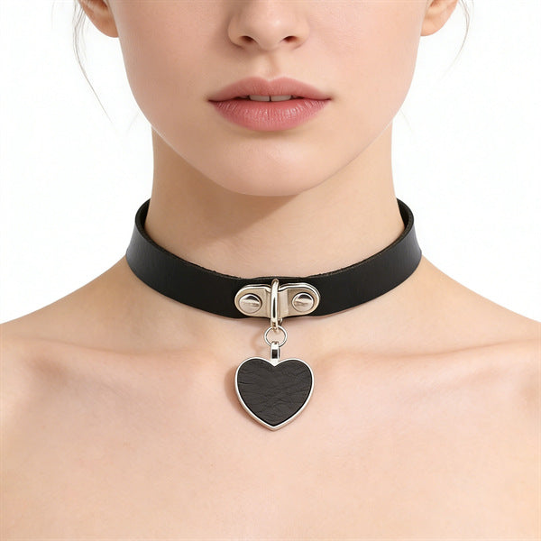 Leather Female Black Spike Punk Gothic Collar