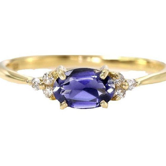 Inlaid Imitation Tanzanite Female Colored Gems Classic Retro Ring