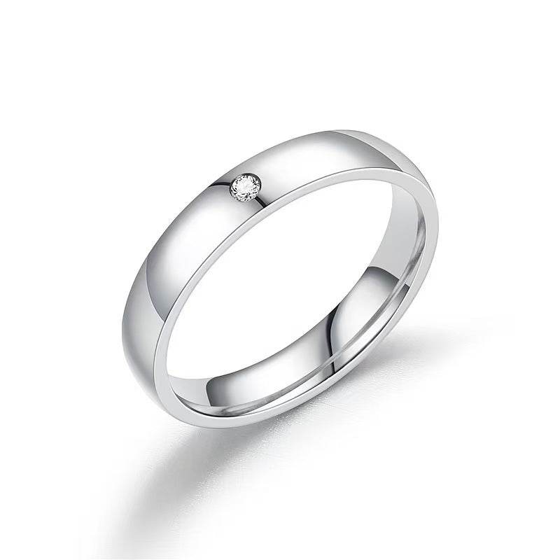 Style Niche Titanium Steel Inlaid With Diamond Ring