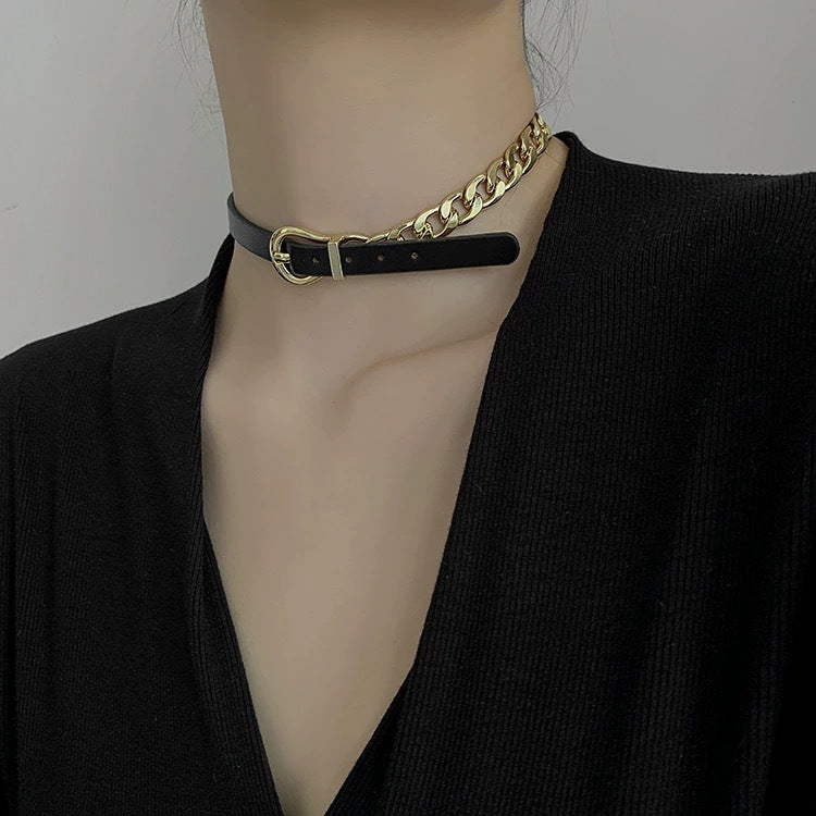 Women's Fashion Leather Chain One Style For Trendy Personality Unique Collar